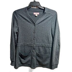 Koi Gray Cardigan Sweater V-Neck Knit (372)
